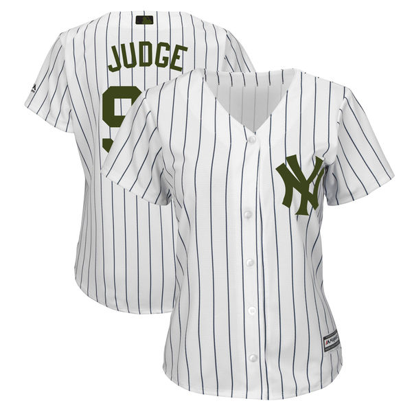 Women's New York Yankees #99 Aaron Judge White 2018 Memorial Day Cool Base Stitched MLB Jersey